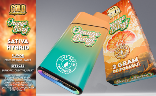 Buy The Redesigned Gold Coast Clear Orange Burzt 2g Live Resin Infused Gen 2 Disposable Vape 2024 For Sale Online